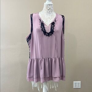 Lane Bryant Purple Ruffled Blouse with Relaxed Fit